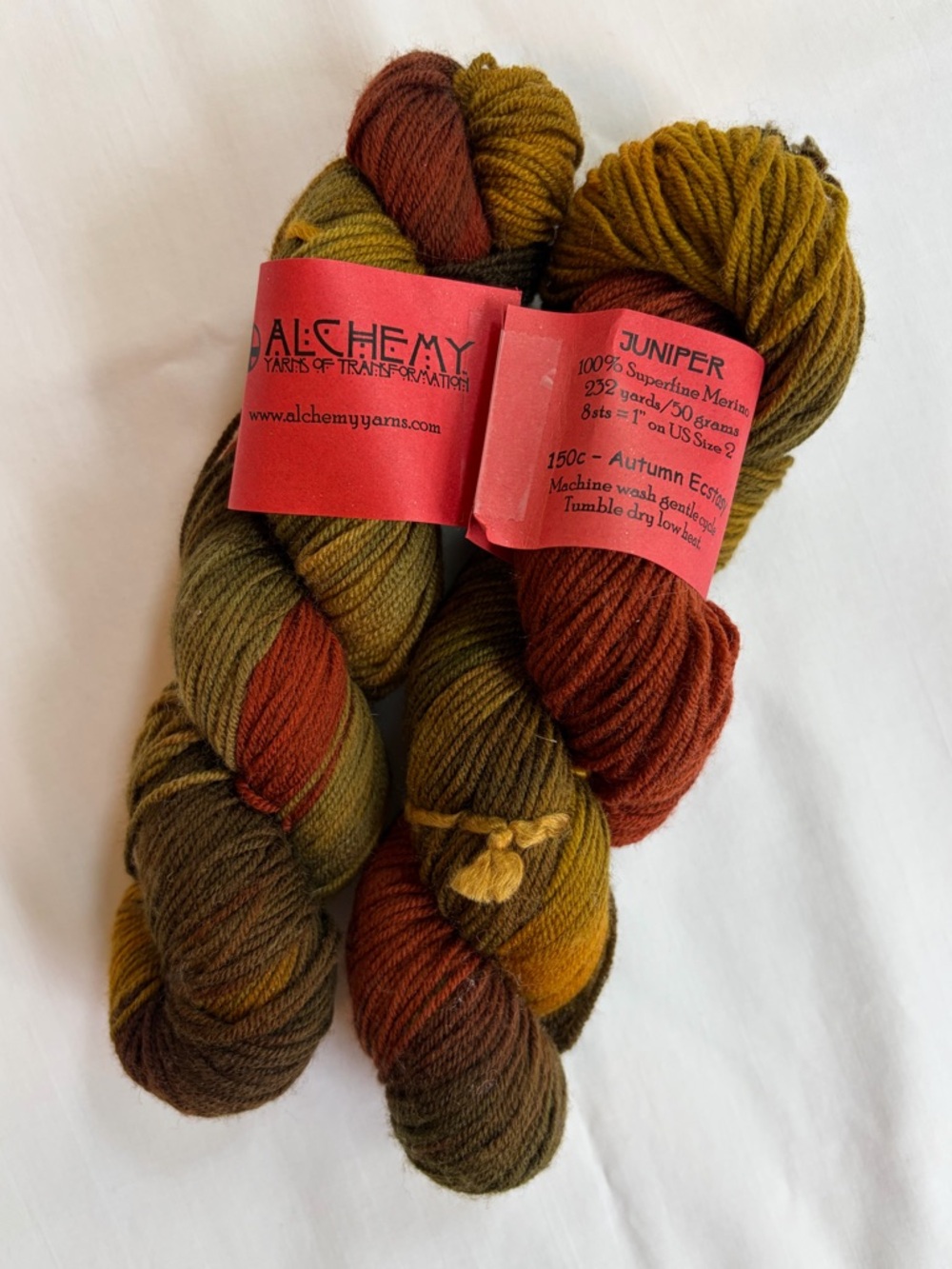 Alchemy Juniper 100% Superfine Merino Wool Fingering Weight Sock Yarn 2 Skeins